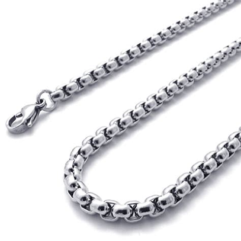 Square Rolo Chain Necklace 2mm 5mm Stainless Steel Round 